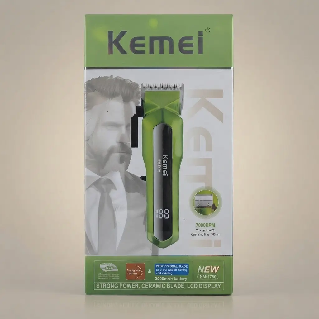 TRIMMER KEMEI DE ALTA POTENCIA C/BATERIA DE 2.000mAh Y PANTALLA LCD-CT