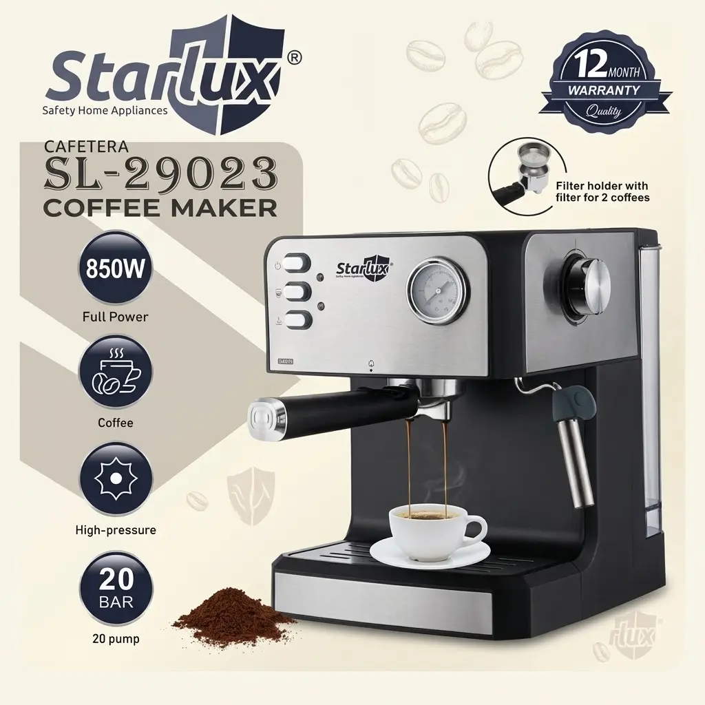 CAFETERA EXPRESO STARLUX 20BAR C/ESPUMADOR DE LECHE (850W)-CT
