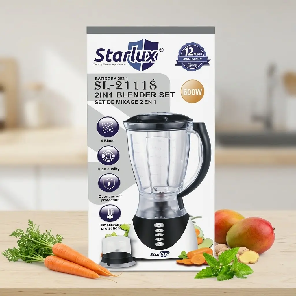 LICUADORA STARLUX 2 EN 1 C/MOLINILLO (600W)-CT