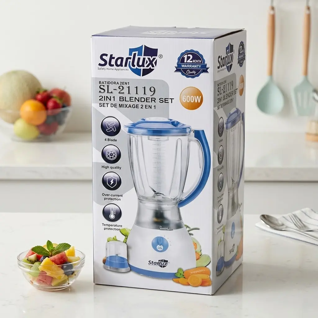 LICUADORA STARLUX 2 EN 1 C/MOLINILLO (600W)-CT
