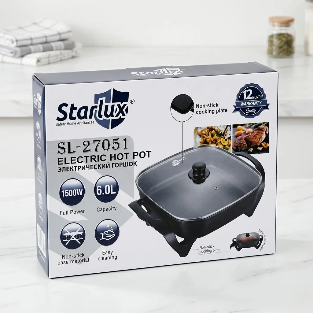 SARTEN ELECTRICO ANTIADHERENTE STARLUX 0.6LTS 1500W-CT