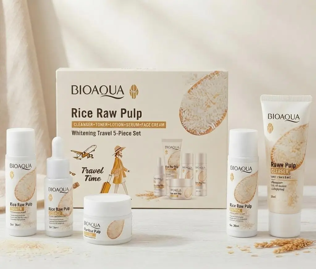 SET X5PCS P/CUIDADO FACIAL A BASE DE PULPA DE ARROZ-CT