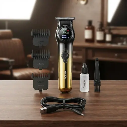 [V-990] TRIMMER PROFESIONAL VGR RECARGABLE Y PANTALLA LCD CIRCULAR-CT