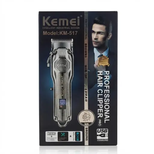 [KM-517] HAIR CLIPPER PROFESIONAL KEMEI C/PANTALLA LCD Y DISEÑO INDUSTRIAL-CT