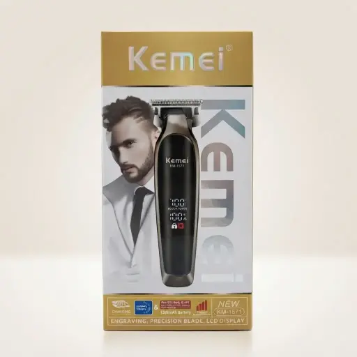[KM-1571] TRIMMER PROFESIONAL KEMEI C/BATERIA DE 1.500mAh Y PANTALLA LCD-CT