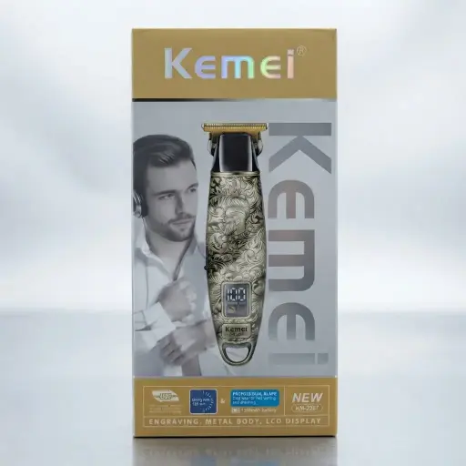 [KM-2267] TRIMMER PROFESIONAL KEMEI C/BATERIA DE 1.200mAh Y PANTALLA LCD-CT