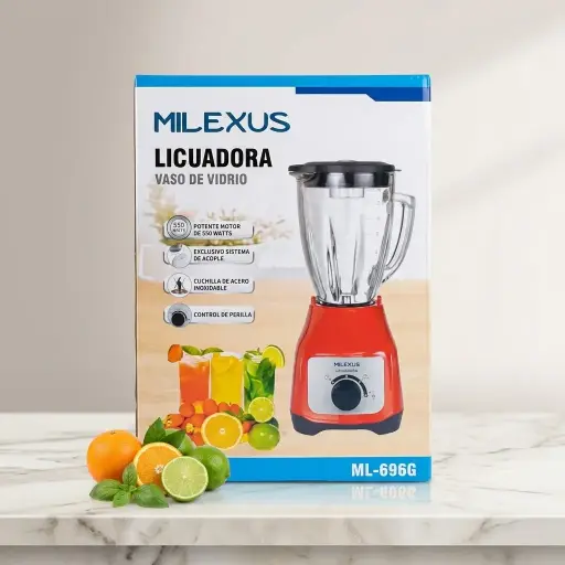 [ML-696G] LICUADORA MILEXUS 550W C/JARRA DE VIDRIO-NC