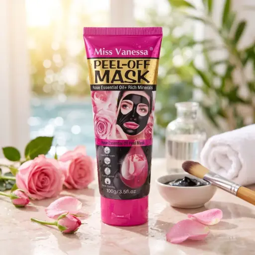 [M7038 (CT#2-6/26-784)] MASCARILLA FACIAL NEGRA C/ACEITE ESENCIAL DE ROSAS Y MINERALES-CT