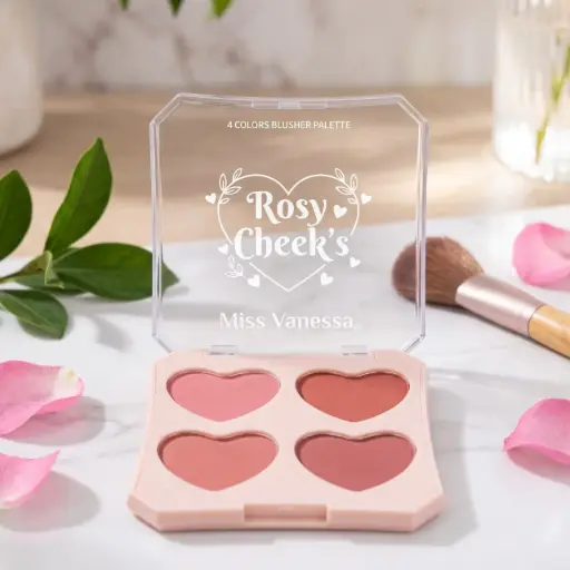 [G5076 (CT#2-6/26-784)] PALETA DE RUBORES 4TONOS C/FORMA DE CORAZONES-CT