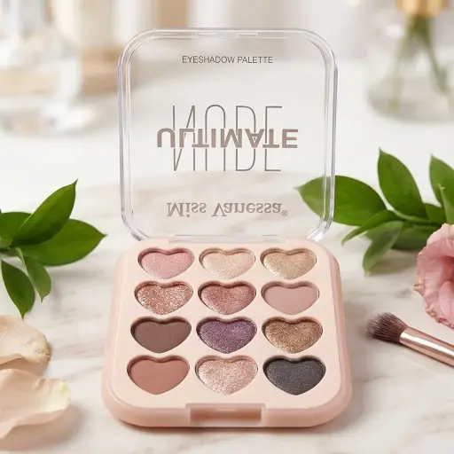 [G5075 (CT#2-6/26-784)] PALETA DE SOMBRAS P/OJOS 12TONOS C/FORMA DE CORAZON-CT