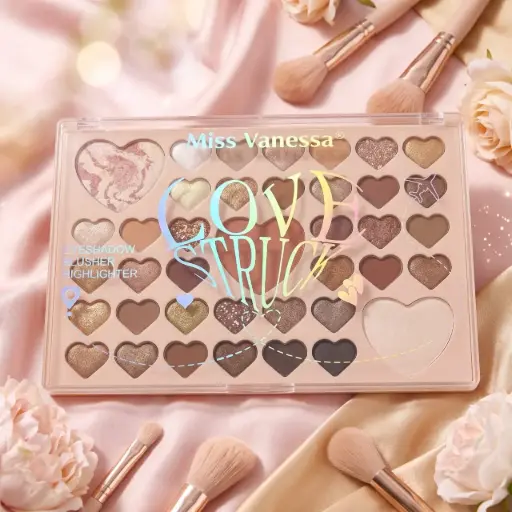 [G5006 (CT#2-6/26-784)] PALETA DE SOMBRAS P/OJOS 39TONOS C/FORMA DE CORAZON-CT