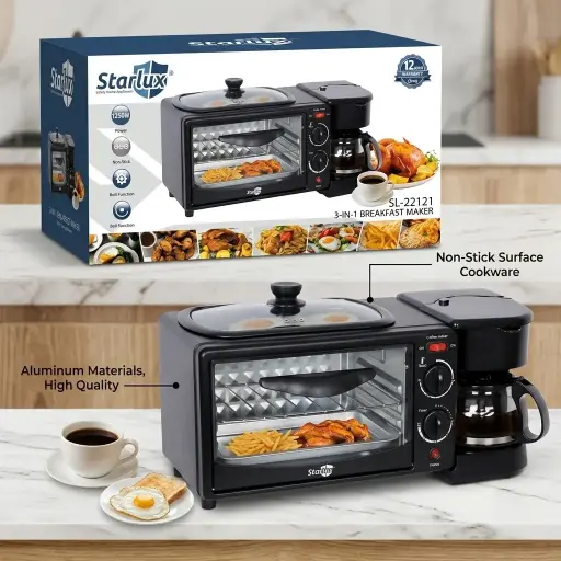 [SL-22121 (CT#7-6/26-854)] HORNO 3EN1 (HORNO, CAFETERA Y SARTEN) STARLUX (1250W)-CT