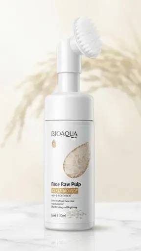 [BQY51803 (CT#10-8/26-978)] ESPUMA LIMPIADORA FACIAL DE ARROZ C/CEPILLO DE SILICONA-CT